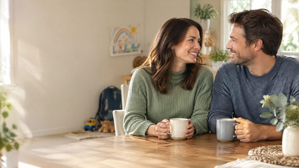 Couple reconnecting over coffee instead of a to-do list, Atlanta couples counseling
